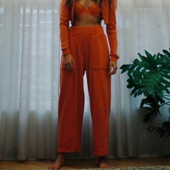 Out From Under Urban Outfitters Aubrey Wide Leg Pants Trouser Orange M - Picture 1 of 7